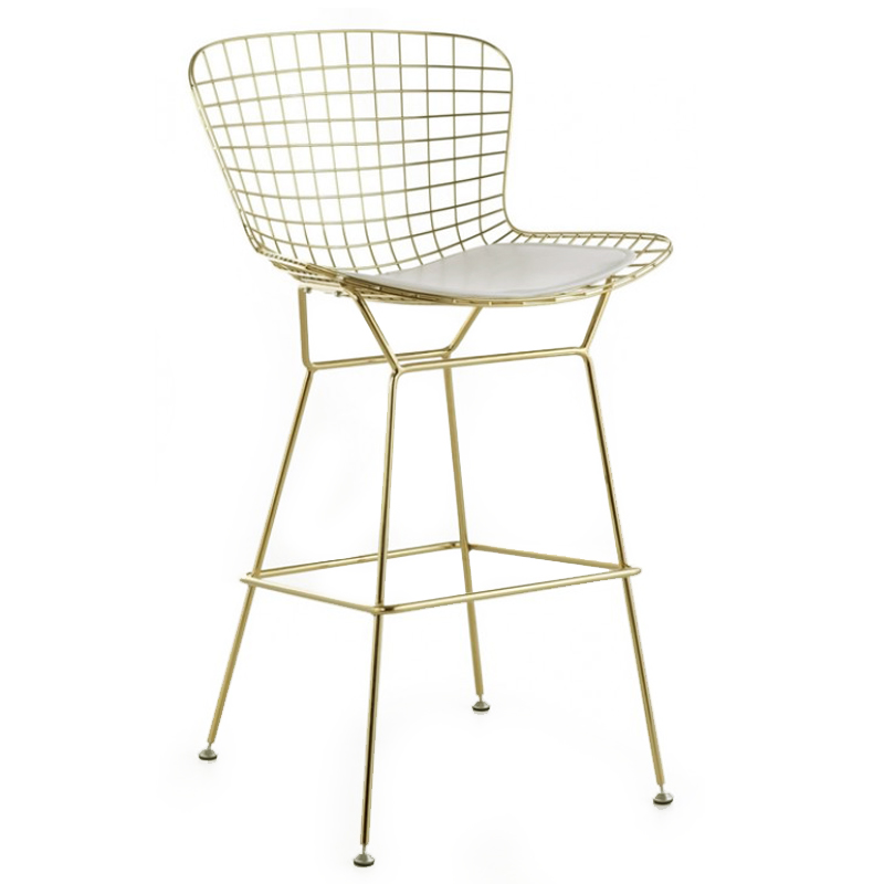 Барный стул Bertoia Barstool Gold Черный Белый Золотой в Ижевске | Loft Concept 