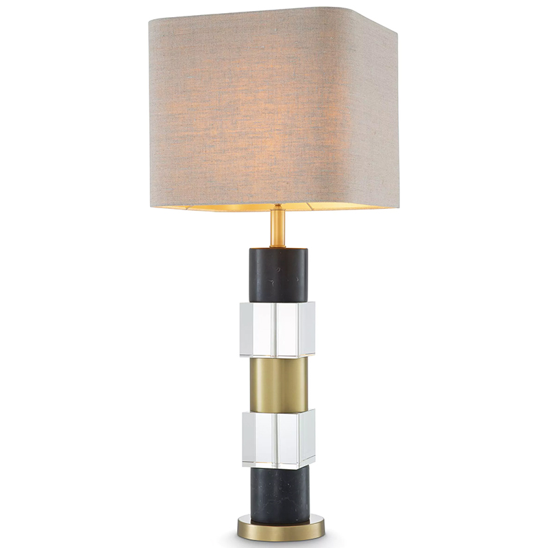 Настольная лампа Eichholtz Table Lamp Black Marble Черный Латунь Прозрачное Стекло Бежево-серый в Ижевске | Loft Concept 