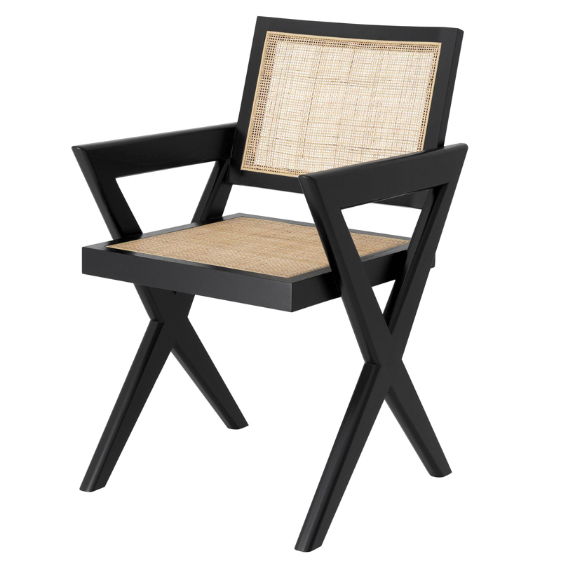 Стул Eichholtz Dining Chair Augustin black Черный Бежевый в Ижевске | Loft Concept 