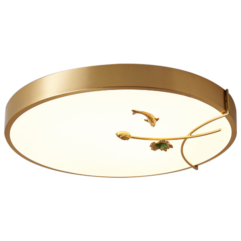 Круглый потолочный светильник Gold Fish Round Ceiling Lamp Золотой Золотой Белый Зеленый в Ижевске | Loft Concept 