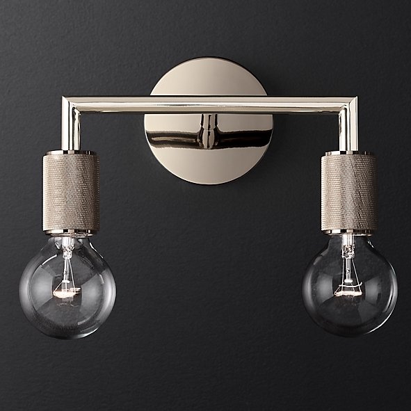 Бра RH Utilitaire Double Sconce Silver Никель в Ижевске | Loft Concept 