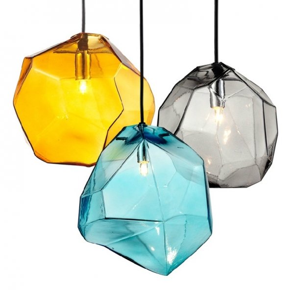 Подвесной светильник Color Ice Cube Pendant Янтарь (Amber) Светло-голубой Серый (Gray) в Ижевске | Loft Concept 