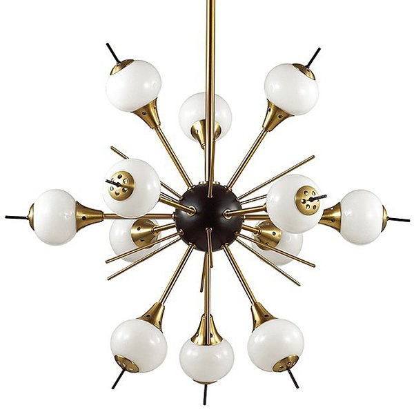 White Glass Globes Sputnik Chandelier Бронза Белый в Ижевске | Loft Concept 