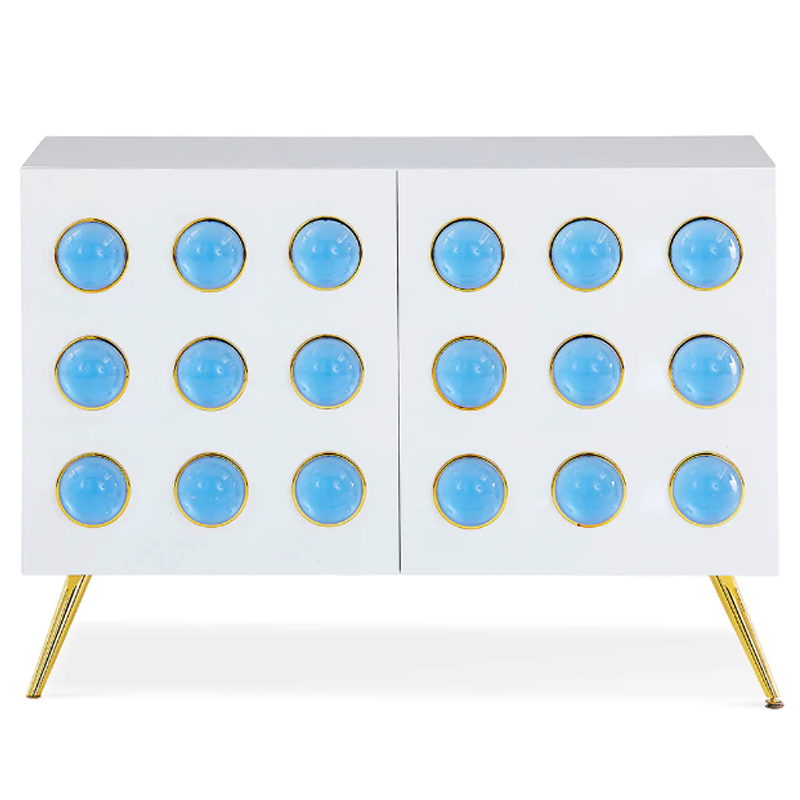 Буфет Jonathan Adler Globo Lucite Cabochon Cabinet Белый Золотой Голубой в Ижевске | Loft Concept 