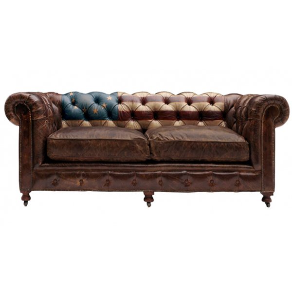 Диван Chesterfield Rebel Sofa Stars & Stripes Andrew Martin Коричневый в Ижевске | Loft Concept 