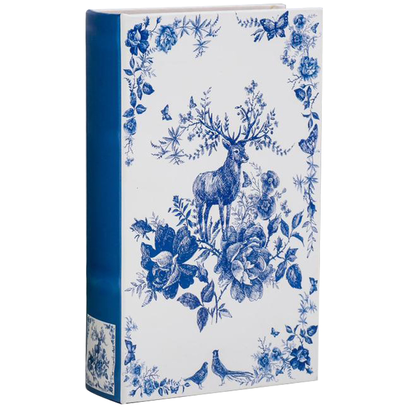 Шкатулка-книга с сейфом Deer and Blue Flowers Book Box Белый Синий в Ижевске | Loft Concept 