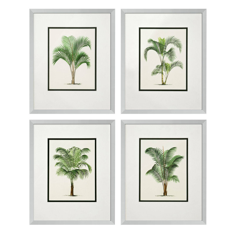 Комплект постеров Eichholtz Prints Palms set of 4 Белый Зеленый Серебряный в Ижевске | Loft Concept 