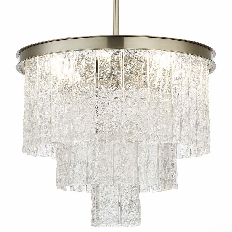 Люстра Renea Textured Glass Chandelier Nickel Никель Прозрачное Стекло в Ижевске | Loft Concept 