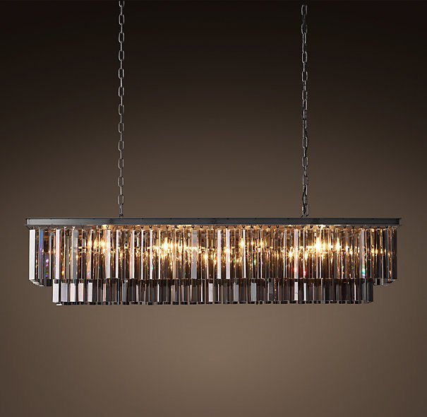 Люстра RH 1920s Odeon Smoke Glass Fringe Black iron 125 Черный в Ижевске | Loft Concept 