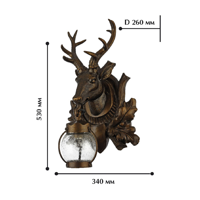 Темно-коричневый уличный светильник с головой оленя ANIMAL LANTERN в Ижевске