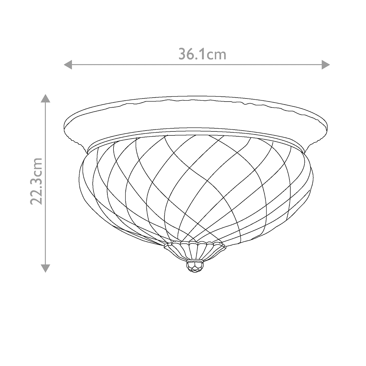 Потолочный светильник цвета латунь с прозрачным рифленым плафоном в форме чаши Hinkley в Ижевске