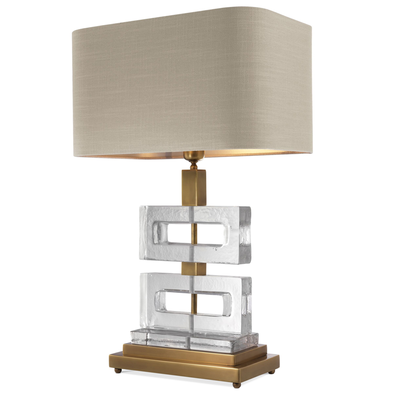 Настольная лампа Eichholtz Table Lamp Umbria Brass Прозрачный Винтажная латунь Бежево-серый в Ижевске | Loft Concept 