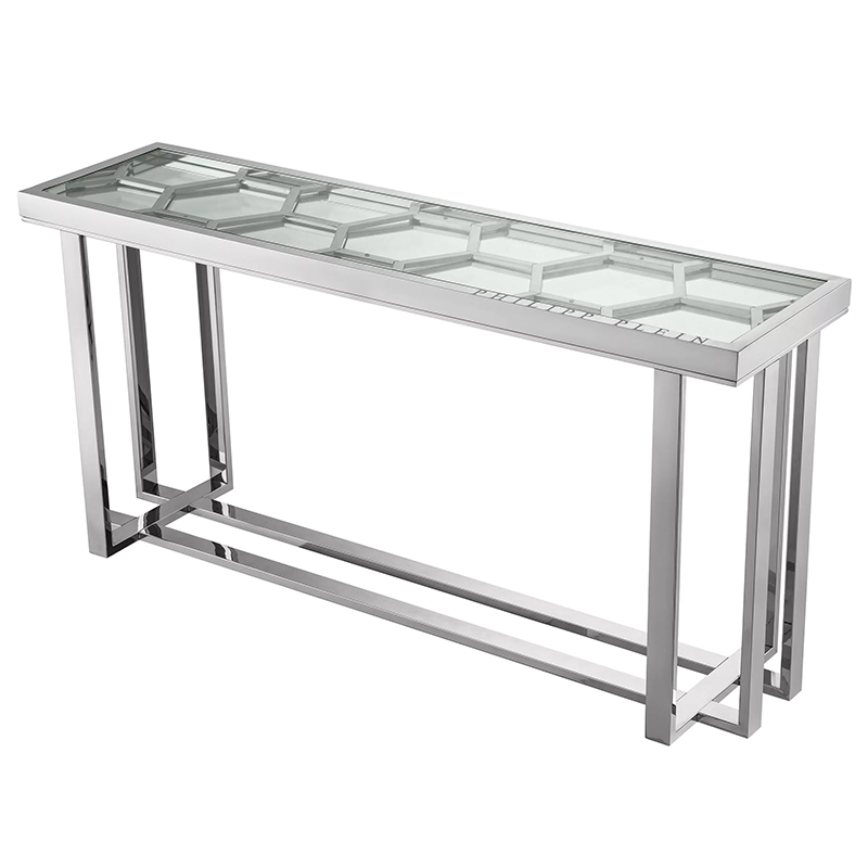 Консоль Philipp Plein Console Table Skeleton Chrome Хром Прозрачное Стекло в Ижевске | Loft Concept 