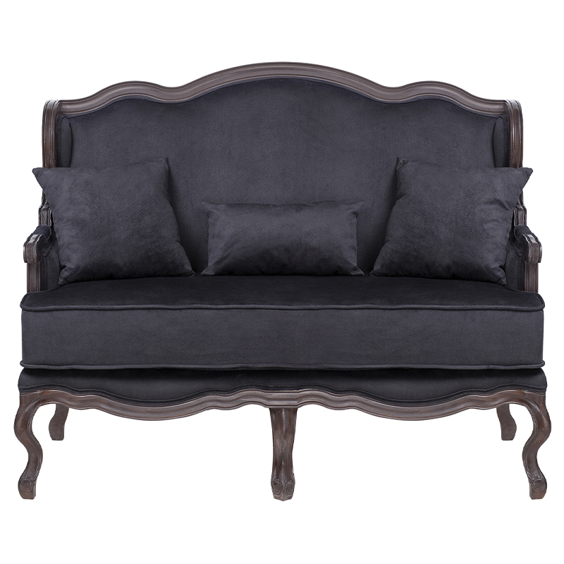 Диван двухместный George Grand Seating black velour Черный Коричневый в Ижевске | Loft Concept 