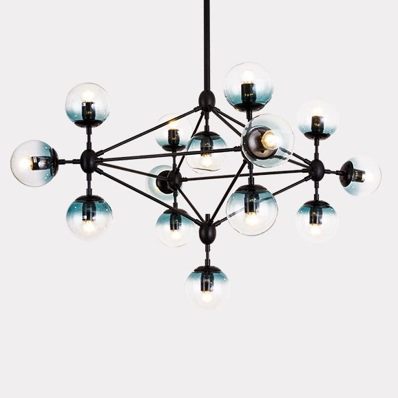 Люстра Modo Chandelier Globes Blue Ambre Black Черный в Ижевске | Loft Concept 