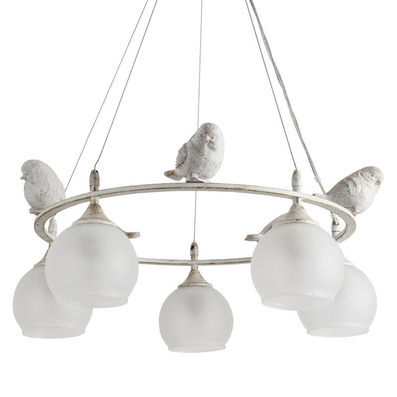 Люстра Provence Bird Chandelier white Белое матовое стекло Золотой Белый в Ижевске | Loft Concept 