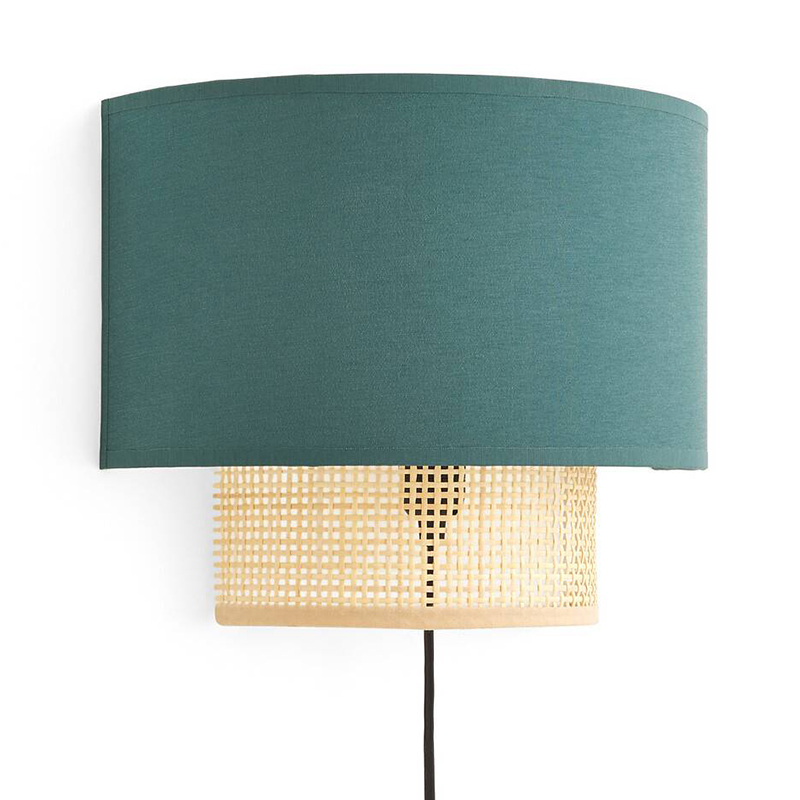 Бра Ottar Wicker Turquoise lampshade Бежевый Бирюзовый в Ижевске | Loft Concept 