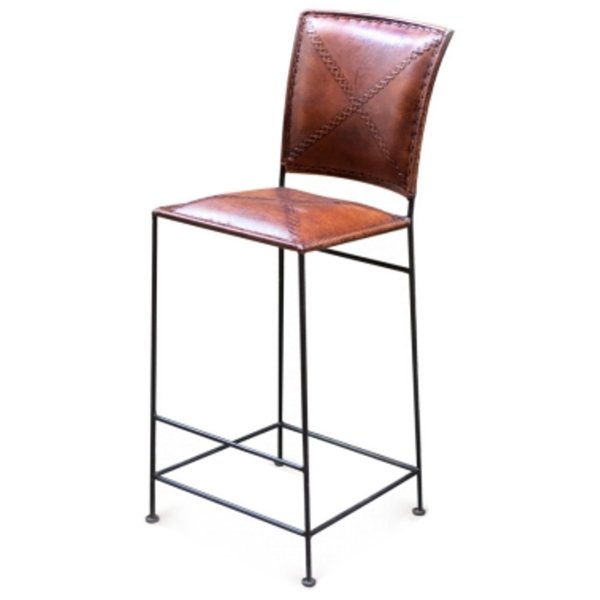 Барный стул Loft Bar stool leather brown Коричневый винтаж Черный в Ижевске | Loft Concept 