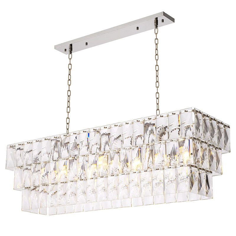 Люстра Eichholtz Chandelier Amazone Rectangular Silver Серебряный Прозрачное Стекло в Ижевске | Loft Concept 