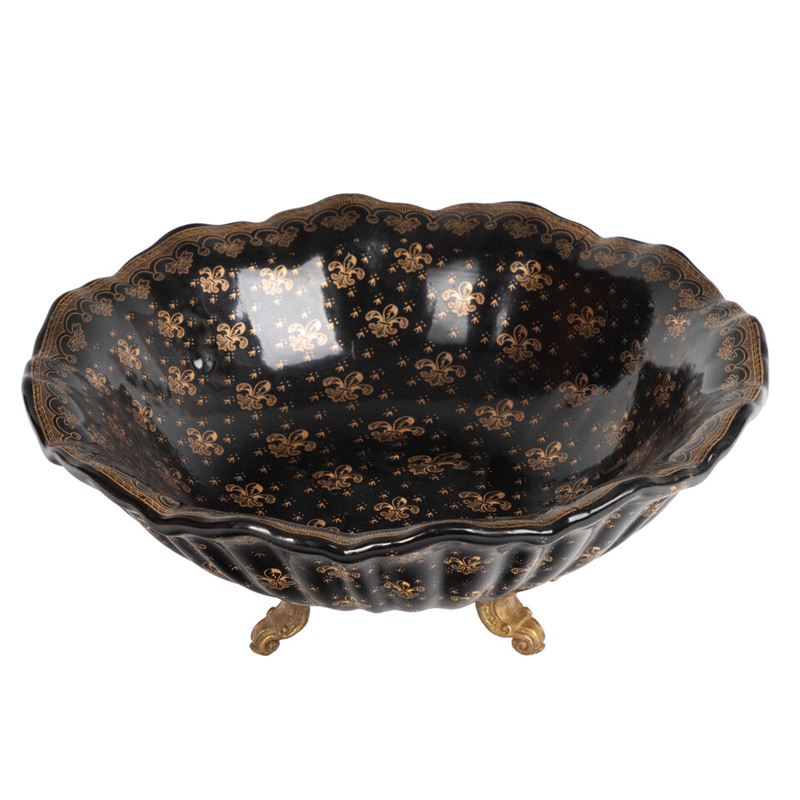 Блюдо черного цвета из фрафора на бронзовых ножках Eden Garden porcelain and bronze Черный Бронза Блюдо черного цвета из фрафора на бронзовых ножках Eden Garden porcelain and bronze Черный Бронза в Ижевске | Loft Concept