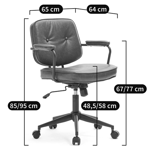 Офисное кресло в винтажном стиле на колёсах Glenn Dark Grey Chair в Ижевске