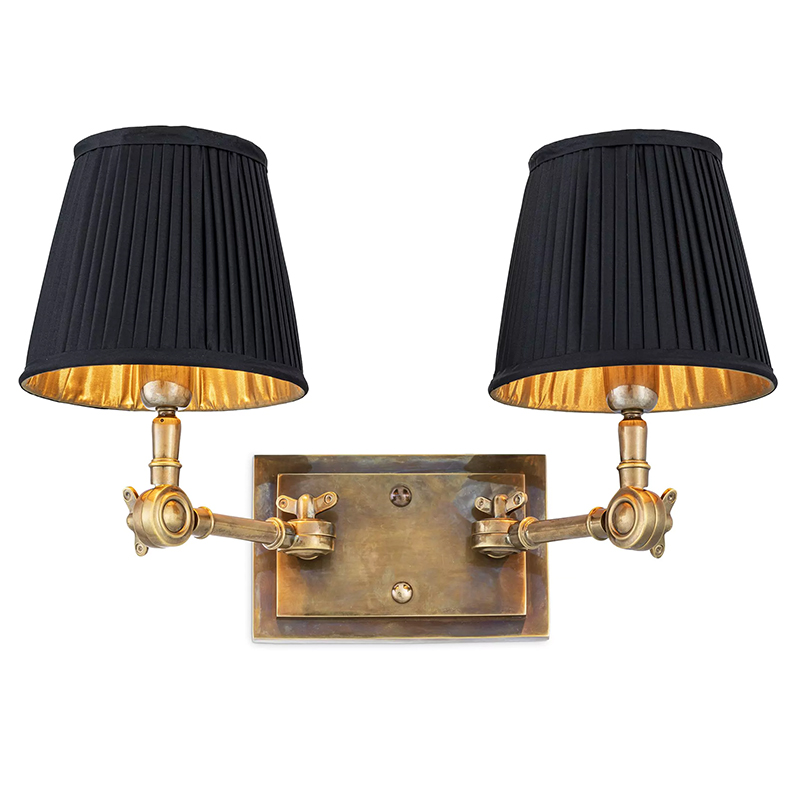 Бра Eichholtz Wall Lamp Wentworth Double Brass Винтажная латунь Черный в Ижевске | Loft Concept 