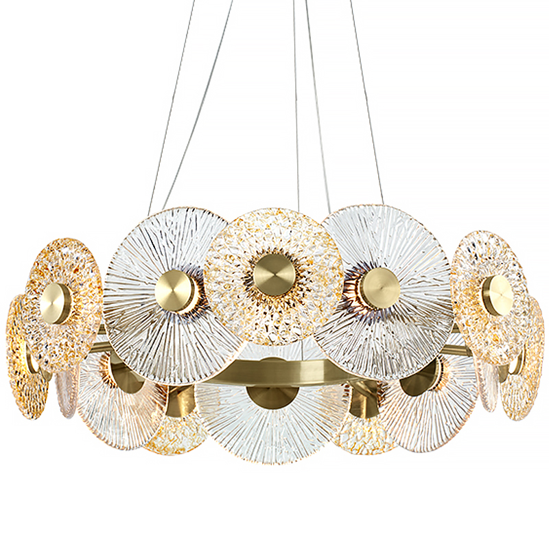 Люстра Clear and Amber Discs Chandelier Латунь Прозрачный Янтарь (Amber) в Ижевске | Loft Concept 