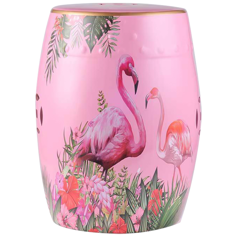 Керамический табурет Flamingo Tropical Animal Ceramic Stool Pink Розовый Зеленый в Ижевске | Loft Concept 