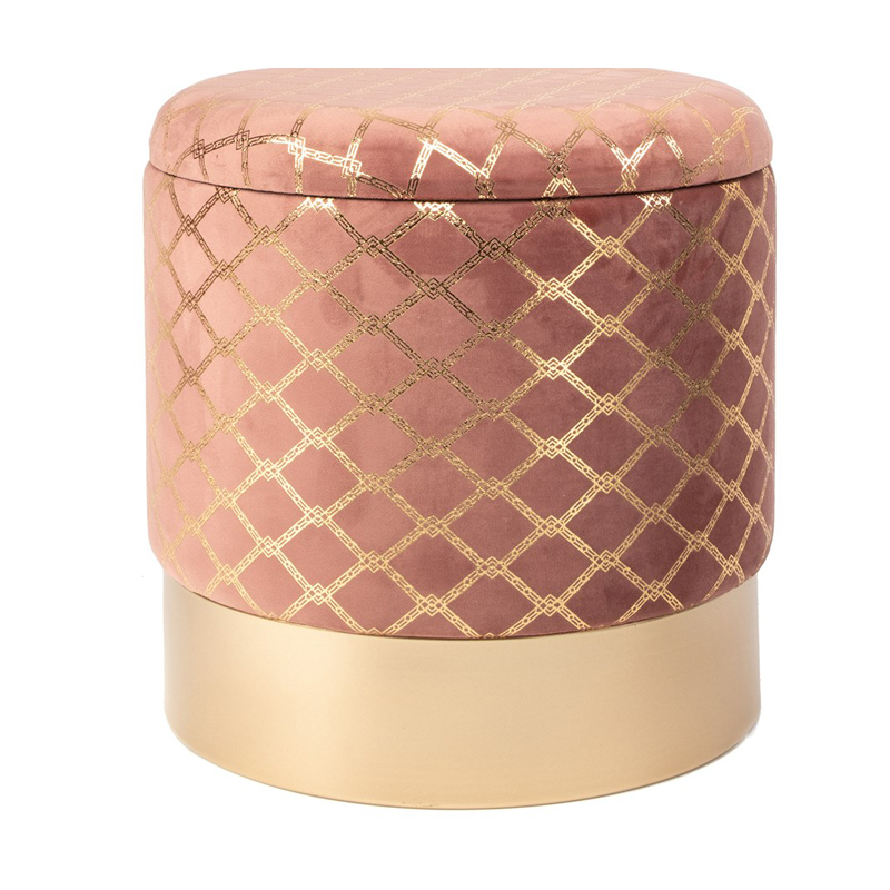 Пуф PUF Upholstery Gold Mesh розовый Розовый (Rose) Золотой в Ижевске | Loft Concept 