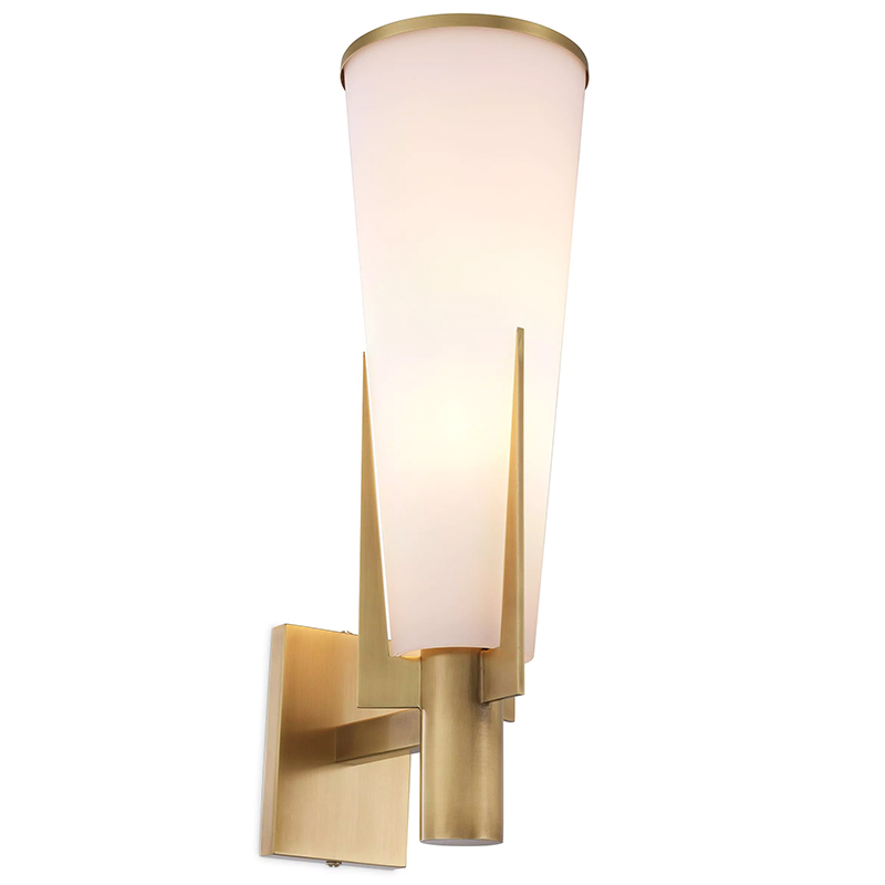 Бра Eichholtz Wall Lamp Dino Brass Латунь Белое матовое стекло в Ижевске | Loft Concept 