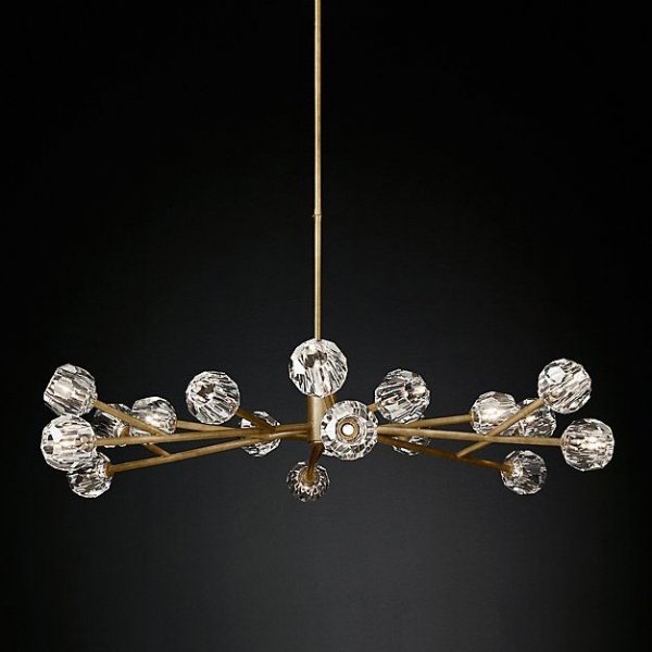 Люстра RH Boule De Cristal Round Chandelier 48 Латунь Черный в Ижевске | Loft Concept 