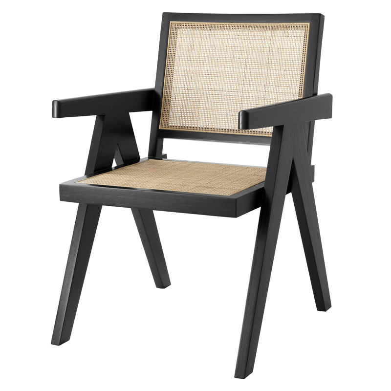 Стул Eichholtz Dining Chair Aristide black Черный Бежевый в Ижевске | Loft Concept 