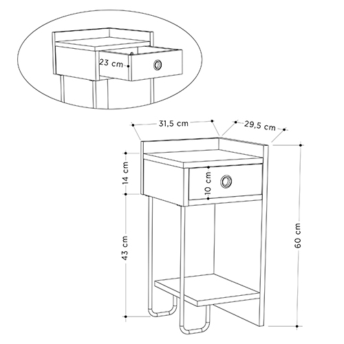 Прикроватная тумба белого цвета с ящиком и открытой полкой SIRIUS NIGHTSTAND RIGHT MODULE WHITE в Ижевске