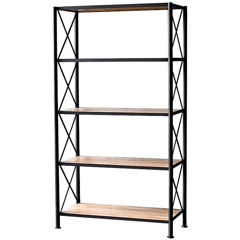 Стеллаж Buckley Industrial Metal Rust Rack Черный Древесина в Ижевске | Loft Concept 