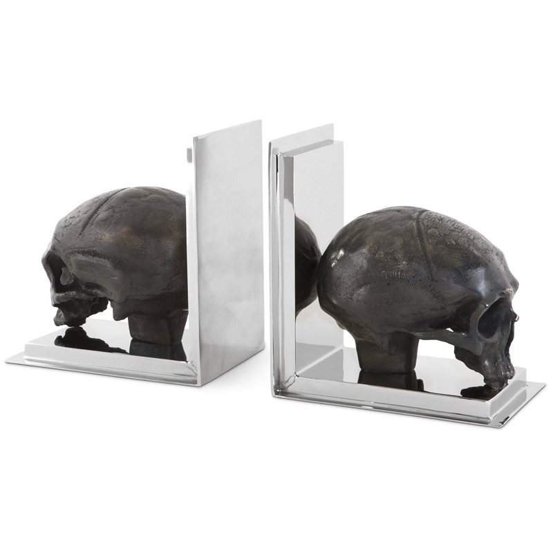 Держатель для книг Eichholtz Bookend Skull set of 2 Никель Винтажная латунь в Ижевске | Loft Concept 