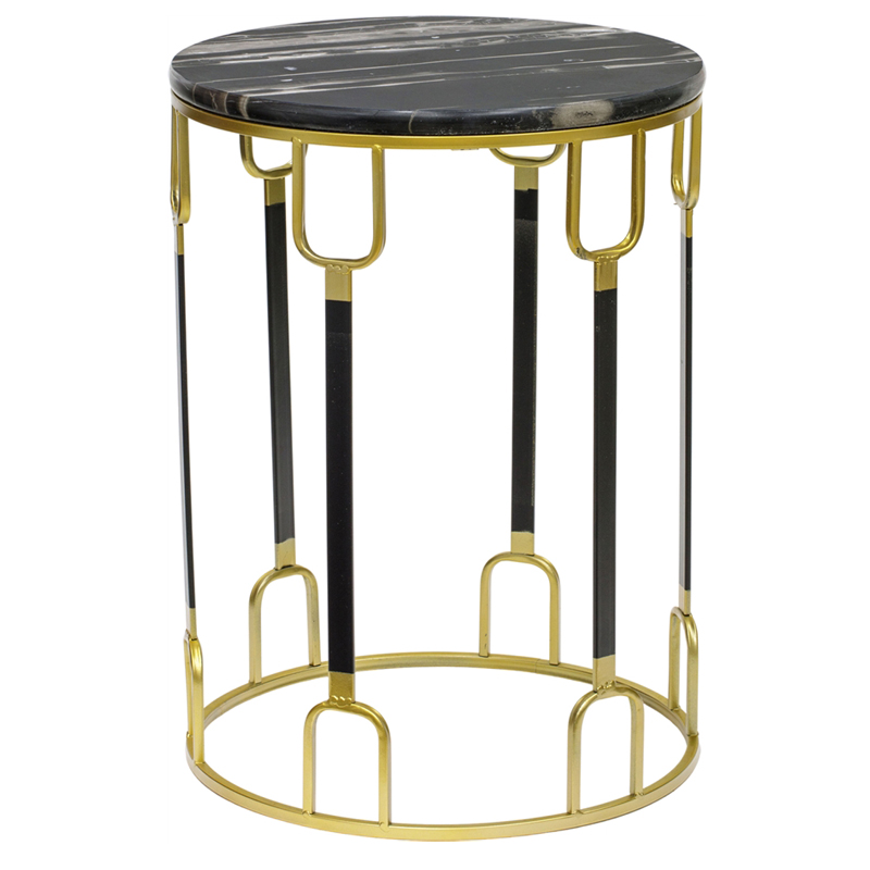 Приставной стол Dorius Side Table black marble high Латунь Черный Черный Мрамор Nero в Ижевске | Loft Concept 