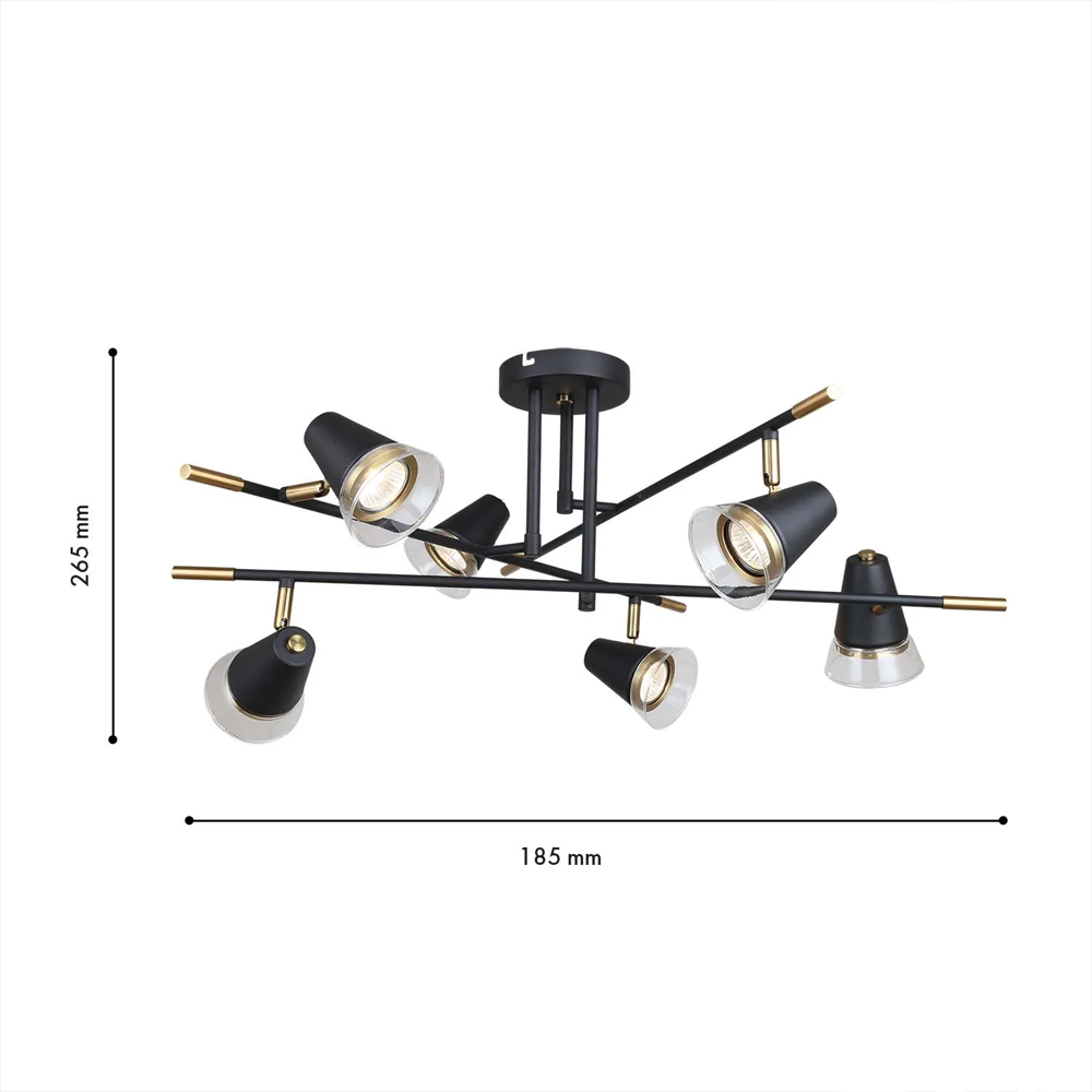 Потолочный светильник с конусообразными плафонами с контрастным сочетанием бронзы и глубоким черным цветом Aurika в Ижевске