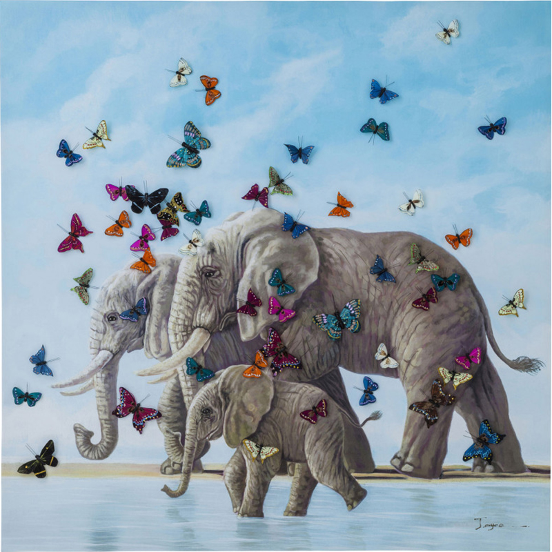 Картина Elephants with Butterflies painting  Мульти в Ижевске | Loft Concept 