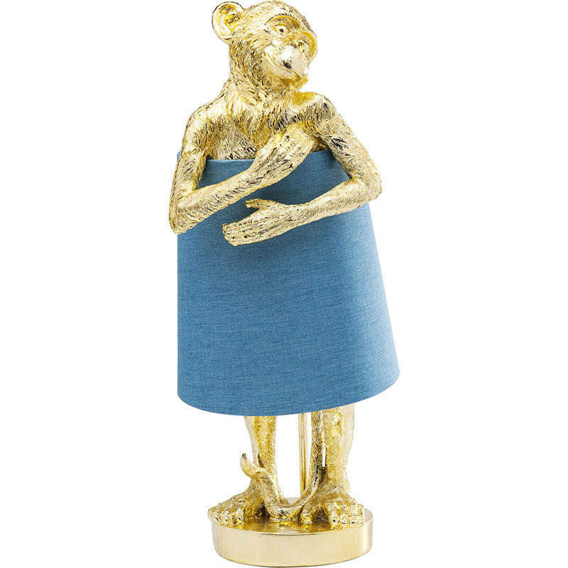 Настольная лампа Golden Monkey Hugging Lampshade Золотой Светло-синий в Ижевске | Loft Concept 