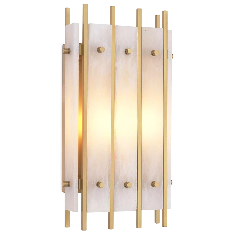 Бра Eichholtz Wall Lamp Sparks S Alabaster Латунь Бежевый Белый Мрамор Bianco в Ижевске | Loft Concept 