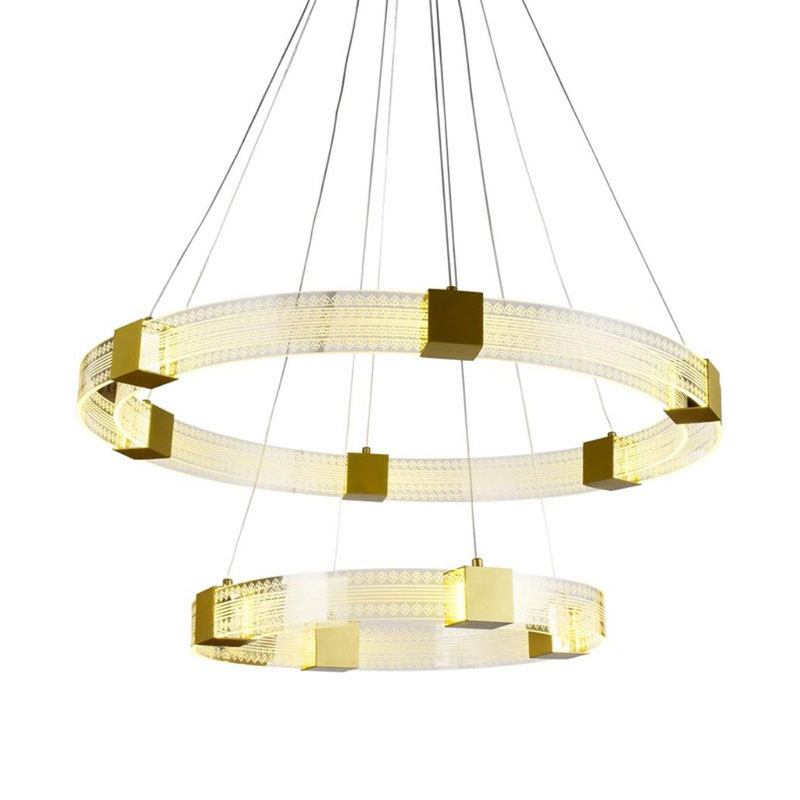 Люстра Два Кольца Ring Horizontal Ornament Meander 2 Прозрачный Золотой в Ижевске | Loft Concept 