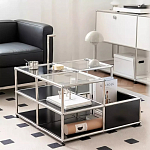 Дизайнерский журнальный стол квадратный с полками Akydy варинант исполнения - 3 | Loft Concept в Ижевске