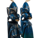 Комплект из 2-х деревянных статуэток Asmat Straw Headdress Statuettes Blue варинант исполнения - 9 | Loft Concept в Ижевске