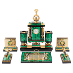 Настольный письменный набор из малахита и долерита с декором в виде герба России Leader Organizer варинант исполнения - 1 | Loft Concept в Ижевске