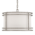 Подвесной светильник в виде барабана с тканевым абажуром и металлическим каркасом Warm Glow варинант исполнения - 3 | Loft Concept в Ижевске