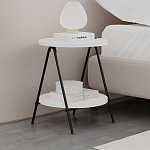 Стол приставной с 2-мя круглыми белыми столешницами ESSEL SIDE TABLE WHITE варинант исполнения - 7 | Loft Concept в Ижевске