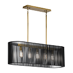 Люстра подвесная овальной формы с металлическим решетчатым абажуром матово-черного цвета и 5 лампами Kichler варинант исполнения - 2 | Loft Concept в Ижевске