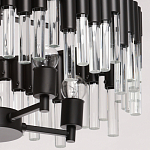 Люстра круглая из матового черного металла с подвесками из прозрачных стеклянных трубок Noir Tubes варинант исполнения - 5 | Loft Concept в Ижевске