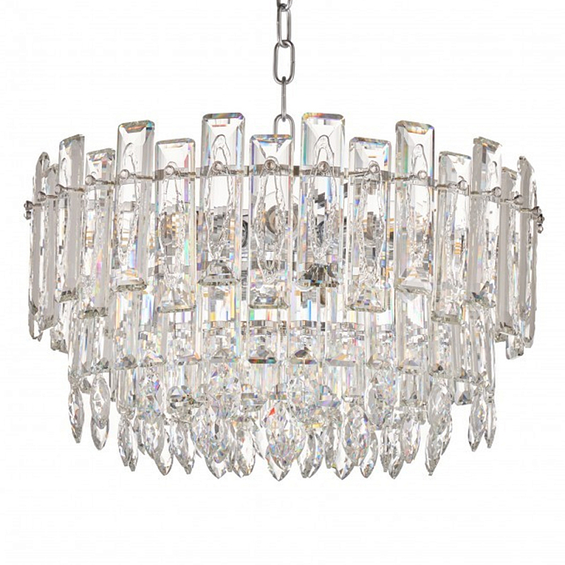 Круглая люстра с хрустальными подвесками на серебряном каркасе Gorgeous Crystal Light Хром Прозрачный Круглая люстра с хрустальными подвесками на серебряном каркасе Gorgeous Crystal Light Хром Прозрачный в Ижевске | Loft Concept