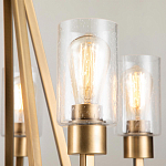 Люстра цвета латунь с 5-ю цилиндрическими плафонами из прозрачного пузырчатого стекла Kichler варинант исполнения - 4 | Loft Concept в Ижевске